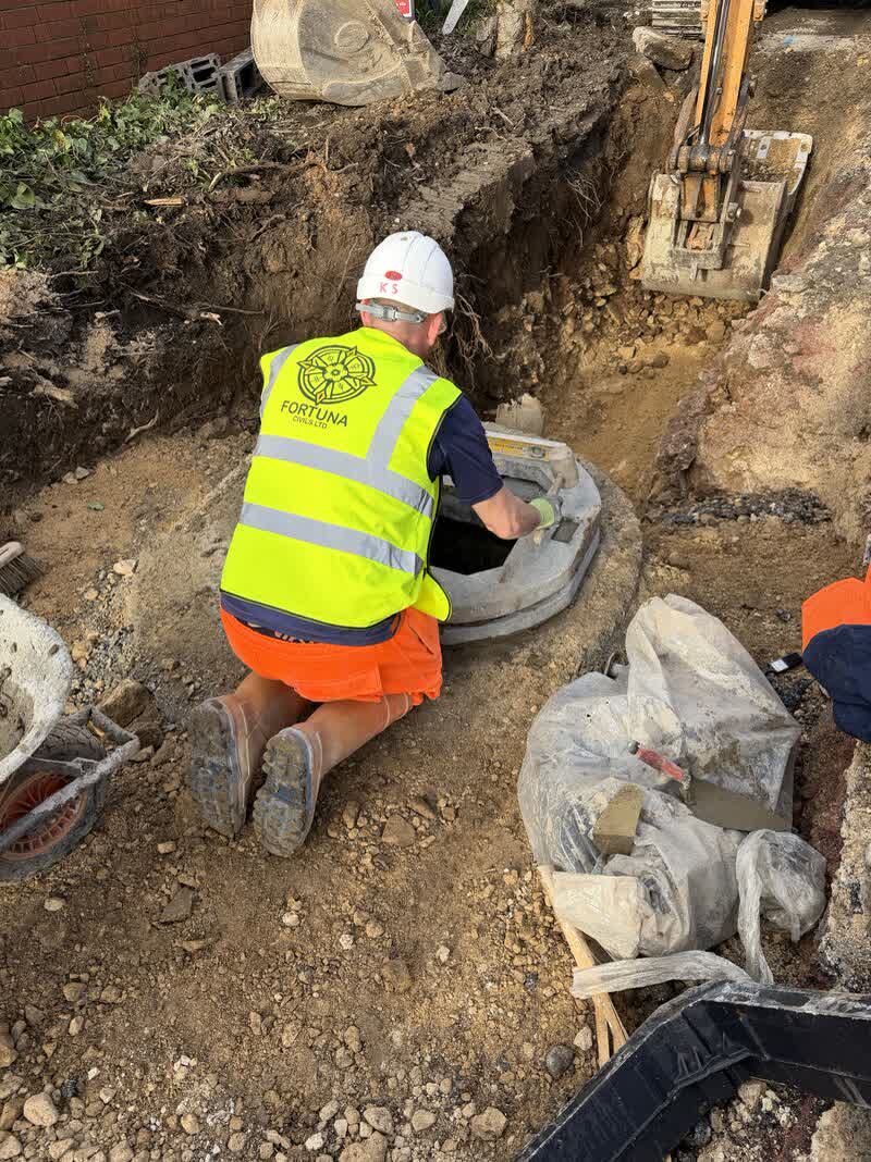 Trench excavated through bedrock