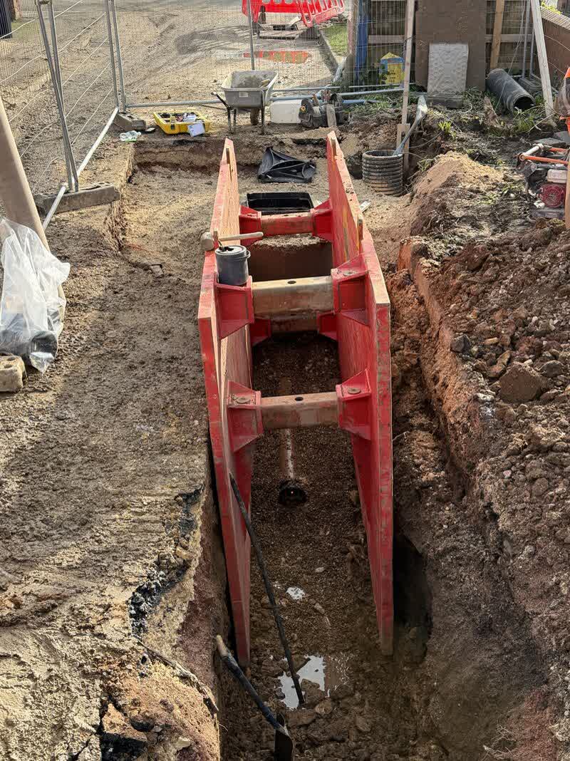 Sewer pipe laid in an open trench